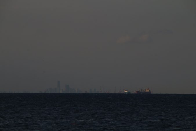 金谷港から横浜方面を望む（2021年2月）