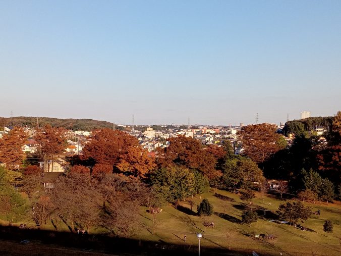 村山貯水池から都心方面を望む（2021年11月）