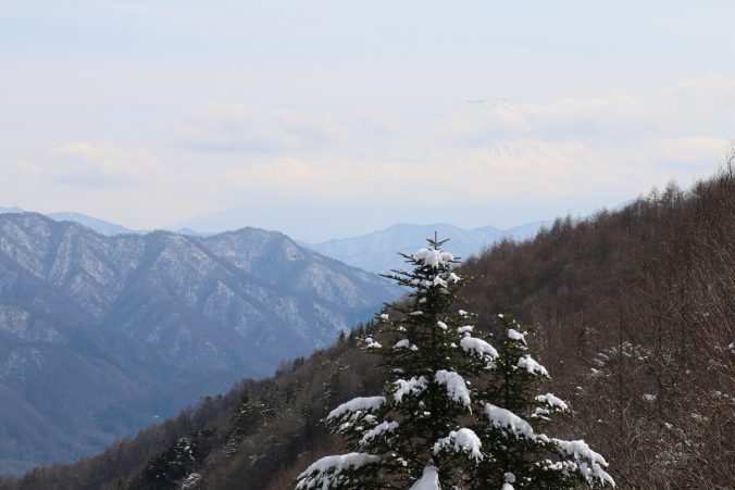 柳沢峠から雪の富士山